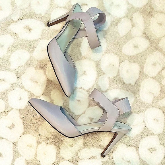 franco sarto lima printed leather elastic strap heel